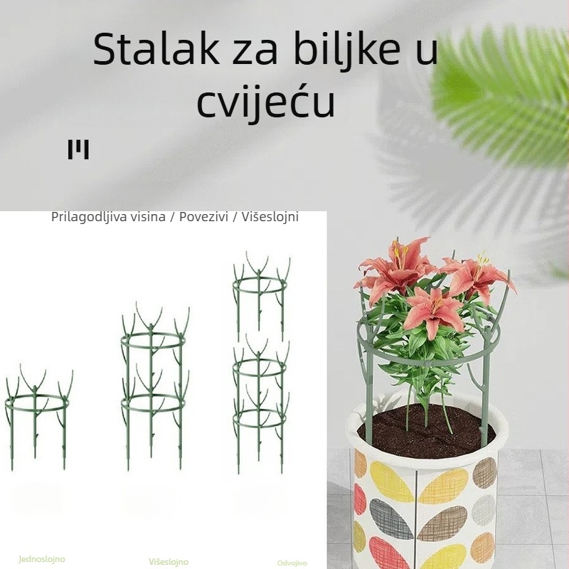 Složive potpore za biljke – Podrška s jednim krilom za penjače loze, plastični štap za podršku s prstenom