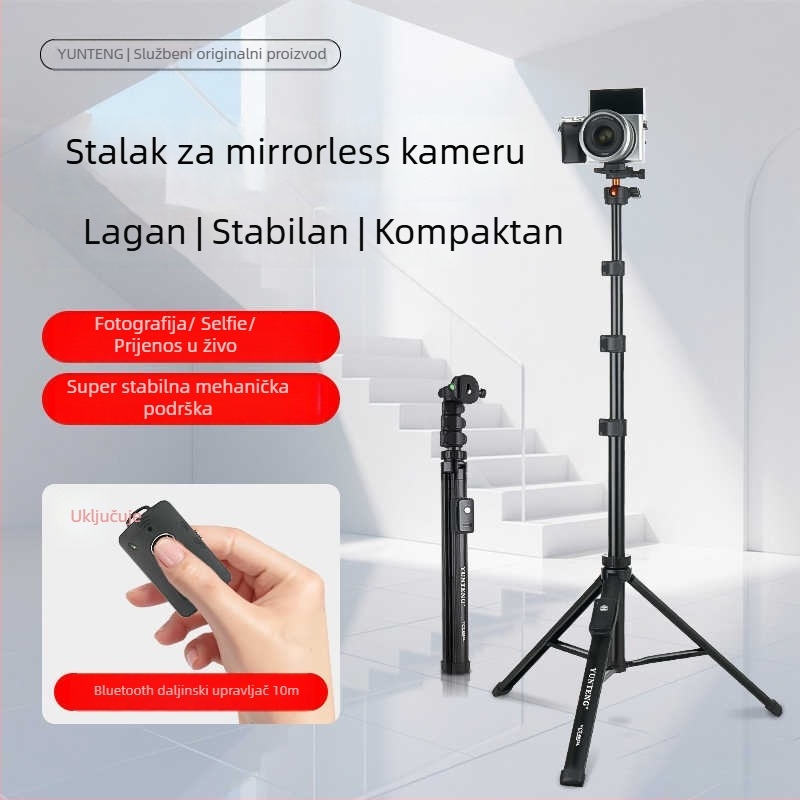 Yunteng 8023 Aluminijski selfie stick i tripod za telefon i bezoglednu kameru, Bluetooth daljinsko upravljanje i stabilizacija slike