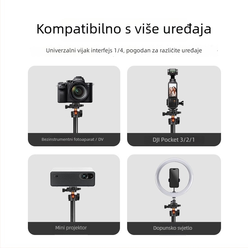Yunteng 8023 Aluminijski selfie stick i tripod za telefon i bezoglednu kameru, Bluetooth daljinsko upravljanje i stabilizacija slike