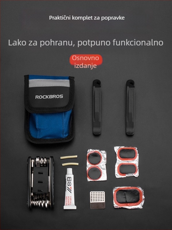 Set alata za popravak bicikla s pumpom i skup ključeva za MTB, uključuje mjerač napetosti žilica