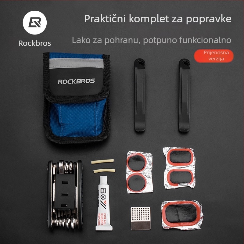 Set alata za popravak bicikla s pumpom i skup ključeva za MTB, uključuje mjerač napetosti žilica