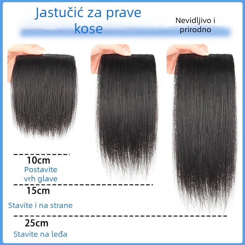 Dijelić kose za žene, topper za volumen na vrhu, podizanje korijena, nevidljivo i bez šavova, prava ljudska kosa