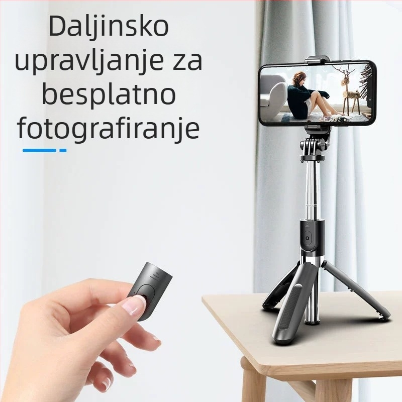 L02 Integrirana selfie štapić s Bluetooth daljinskim upravljačem za livestream, aluminijski stalak za vertikalno snimanje s telefonom