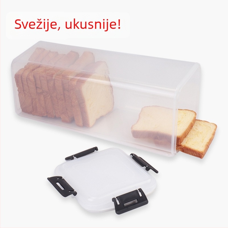 Crisper kutija za skladištenje kruha, pravokutna plastična, 4.1–5 L, jedan sloj
