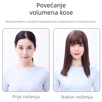 Perika za žene s prozračnim šiškama - Hongfa Show Model 729, vlakna otporna na temperaturu, može se bojiti, šiške mogu biti ravne ili nagnute