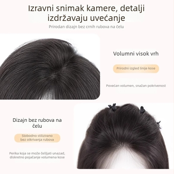 Topper za kosu na vrhu glave, potpuno ručno tkana, bez rubova čela, prirodna prava kosa, model A9001, za žene, može se obojiti i trajno oblikovati, Yu Chen