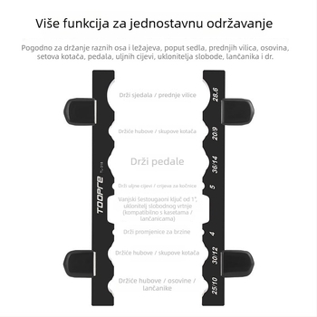 TOOPRE popravljački držač za bicikl — višenamjenski stezalj za prednju vilicu, osovinu i pedalu, aluminijska legura, prilagodba dostupna
