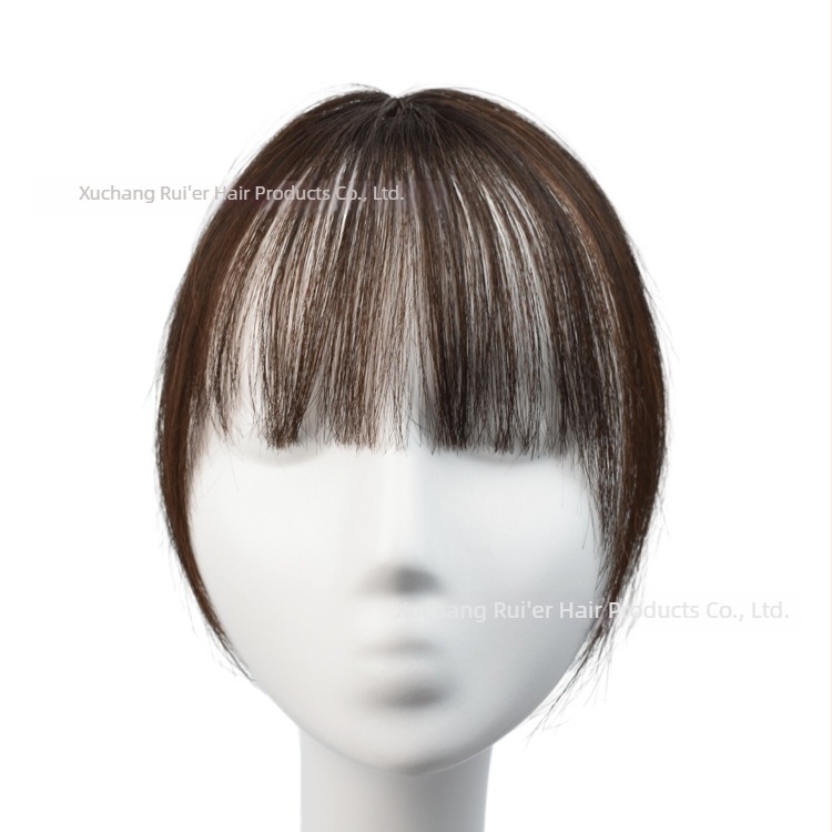 Perika s bangs za žene, pravi ljudski kos, mala frontalna, ručno tkana, francuski stil, prozračan prirodan izgled, može se bojati