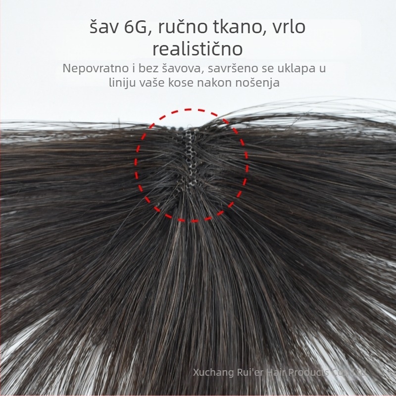 Perika s bangs za žene, pravi ljudski kos, mala frontalna, ručno tkana, francuski stil, prozračan prirodan izgled, može se bojati
