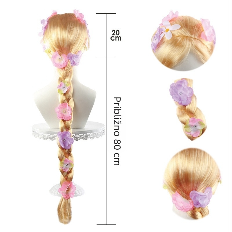 Perika Rapunzel – princeza s dugom kosom i velikom pletenicom – za cosplay i zabave