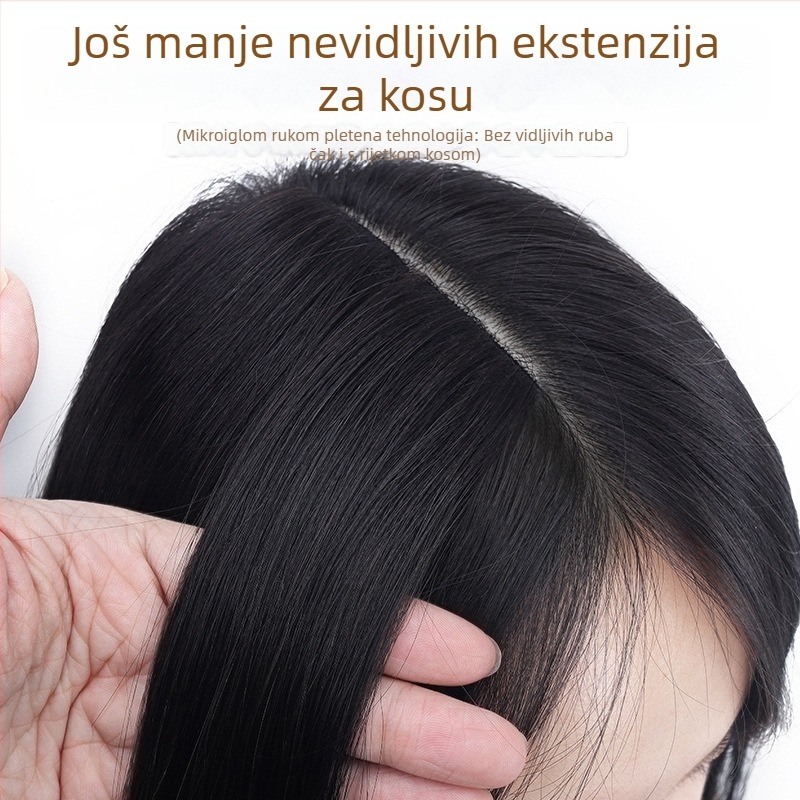Shang Belle ručno tkan dio perike s ravnim kosom — bezšivni, ljudska kosa, dopušteno bojanje, ručna izrada, univerzalna prilagodba