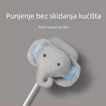 Silikonsko kućište za AirPods s plišanim slonićem – ručno izrađeno, karikaturni dizajn, kompatibilno s Apple AirPods, podrška prilagodbi