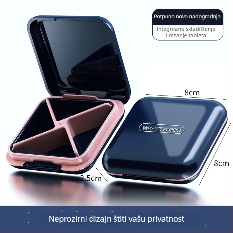 Kutija za tablete, plastična PC konstrukcija, vodootporna brava, s podijeljenim pretincima, kompaktnog prijenosnog dizajna