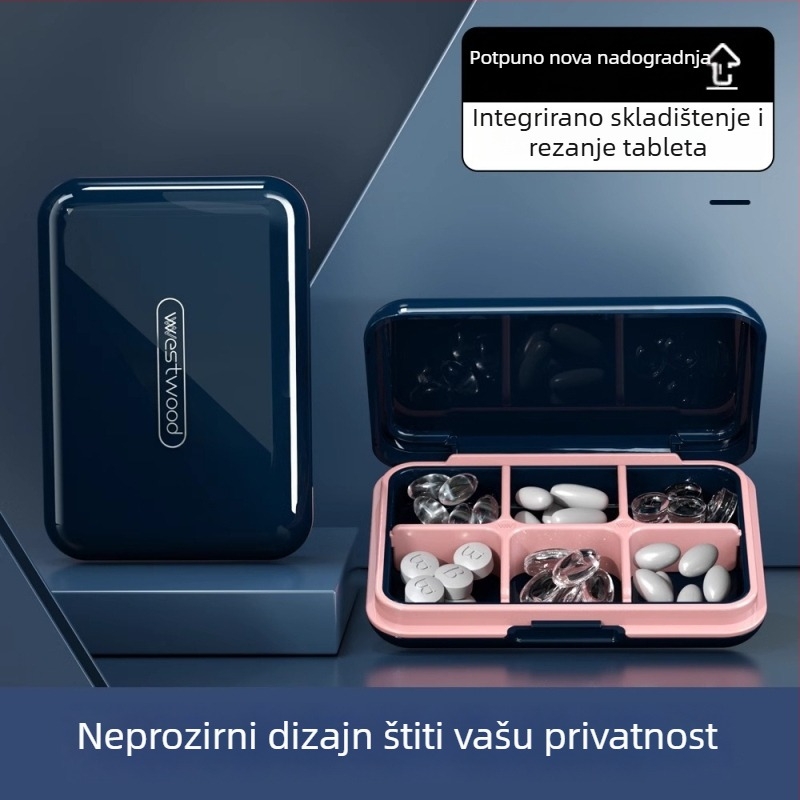 Kutija za tablete, plastična PC konstrukcija, vodootporna brava, s podijeljenim pretincima, kompaktnog prijenosnog dizajna