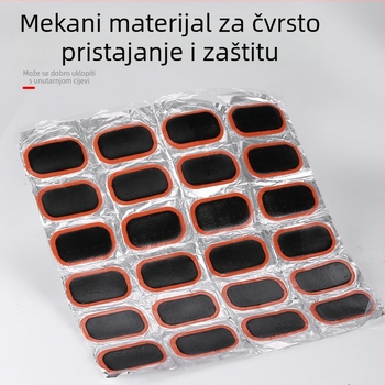 Set za popravak guma za planinski bicikl – prijenosni, gumene zakrpe; materijal: guma; kategorija: zakrpe za gume; uvoz: ne; licencirane privatne marke: da