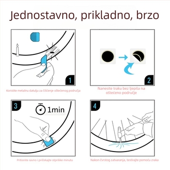 Set za popravak guma za planinski bicikl – prijenosni, gumene zakrpe; materijal: guma; kategorija: zakrpe za gume; uvoz: ne; licencirane privatne marke: da