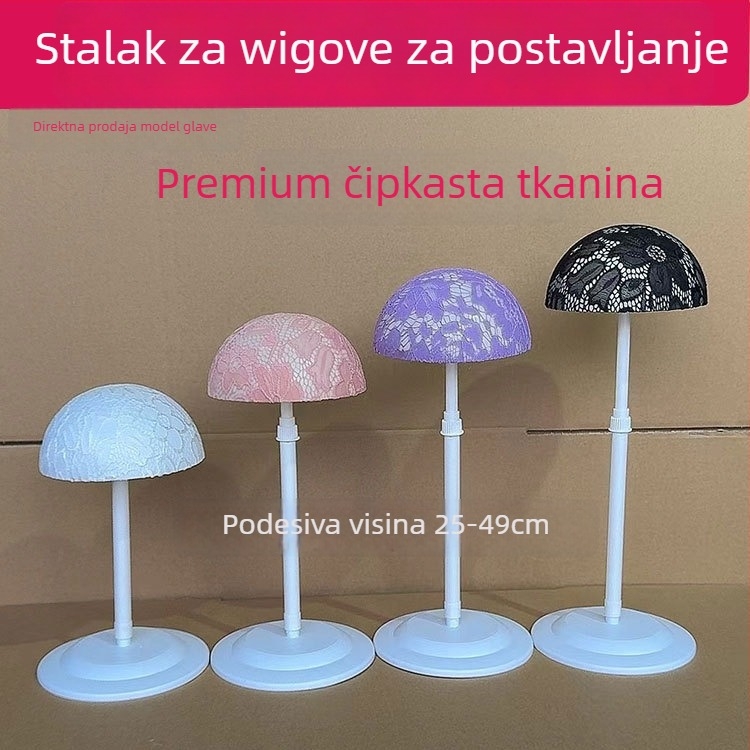 Stalak za peruke s podesivom visinom – prenosni plastični stalak za izlaganje peruka i dodataka za kosu