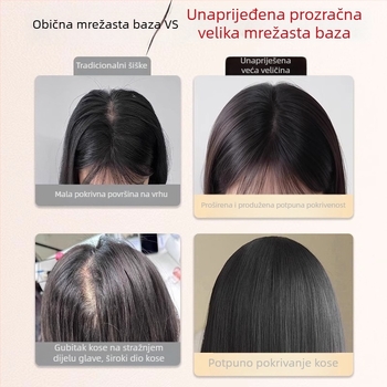 Dio peruke za volumen na vrhu glave – pravo vlasi, duljina 25 cm, model 7×11 Qingyun, potpuno ručno tkan