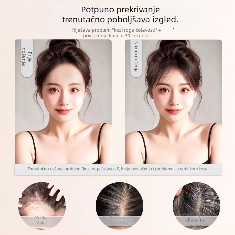 Dio peruke za volumen na vrhu glave – pravo vlasi, duljina 25 cm, model 7×11 Qingyun, potpuno ručno tkan