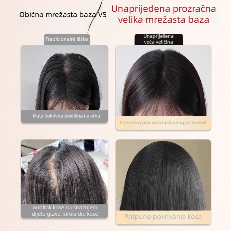 Dio peruke za volumen na vrhu glave – pravo vlasi, duljina 25 cm, model 7×11 Qingyun, potpuno ručno tkan