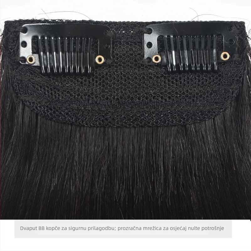 Podložak za periku s lažnim kosom, produženje, nevidljivi korijen, dvostrano pahuljasto, ravna kosa. Modeli: DFP-A / DFP-B / DFP-C; Materijal: visoko temperaturna žica; Nije pogodno za bojanje toplom bojom; Privatna oznaka dopuštena.