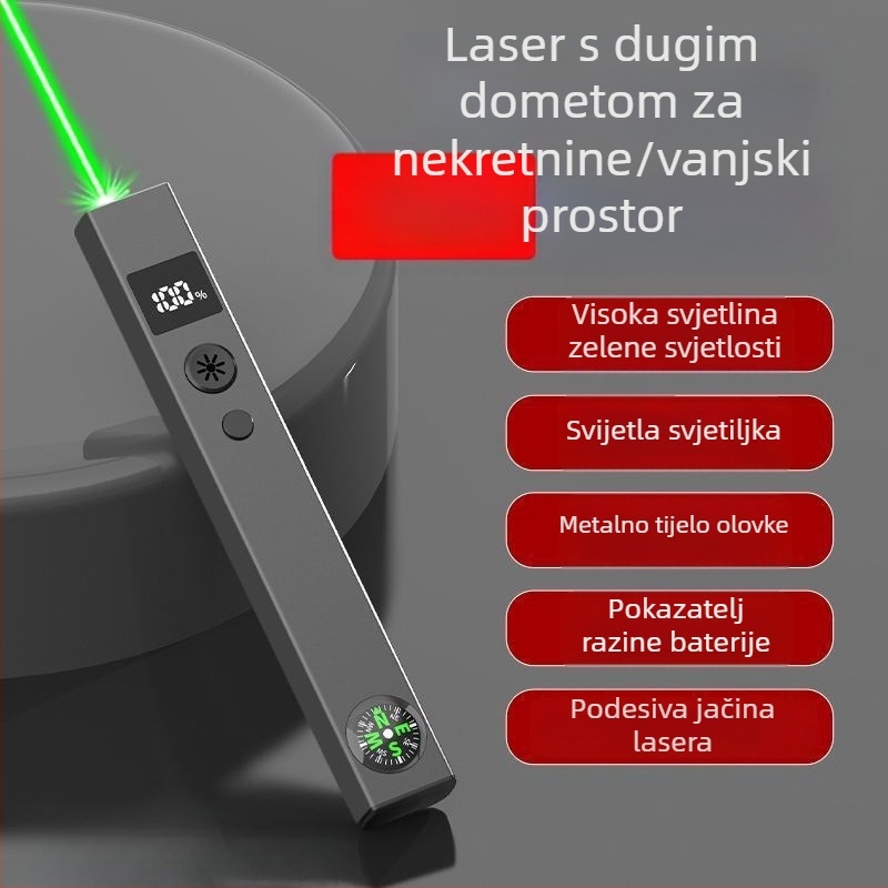 2-u-1 laserska pokazivač i svjetiljka za 3D pijesak modele, visoka snaga, dugi domet, punjiva