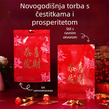 Novogodišnja kutija sreće – tajna vrećica sa samouzavaranjem, crvena aluminijska folija, plosnata vrećica za darove i grickalice