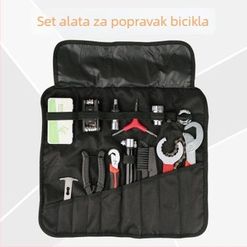 Set alata za bicikl s alatima za popravak, ključem, pumpom za MTB i dodacima