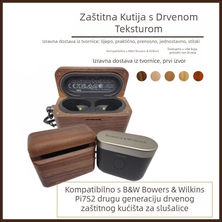 Drveni zaštitni kućište za Pi7S2 Bluetooth slušalice (Druga generacija) — ručno izrađeno, izrezbareno, čvrsto kućište, prijenosno