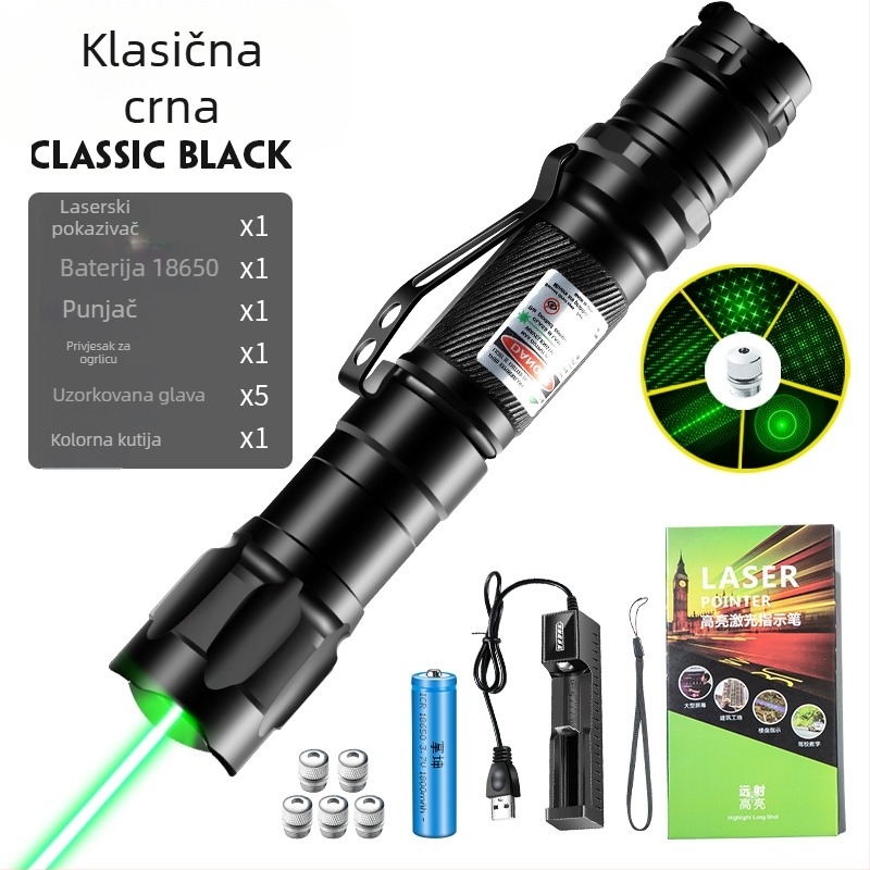 Laser pokazivač s klipom za olovku, snažan laser s učinkom zvjezdane neba, dugi domet
