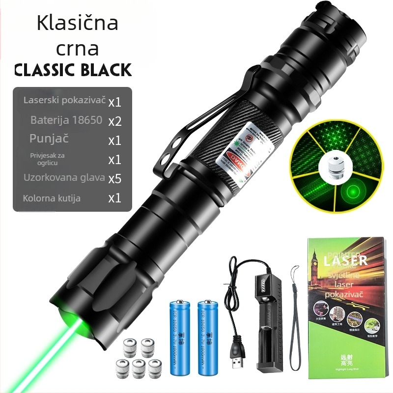 Laser pokazivač s klipom za olovku, snažan laser s učinkom zvjezdane neba, dugi domet