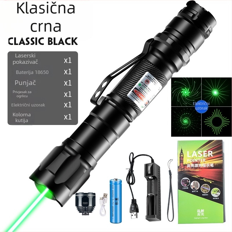 Laser pokazivač s klipom za olovku, snažan laser s učinkom zvjezdane neba, dugi domet