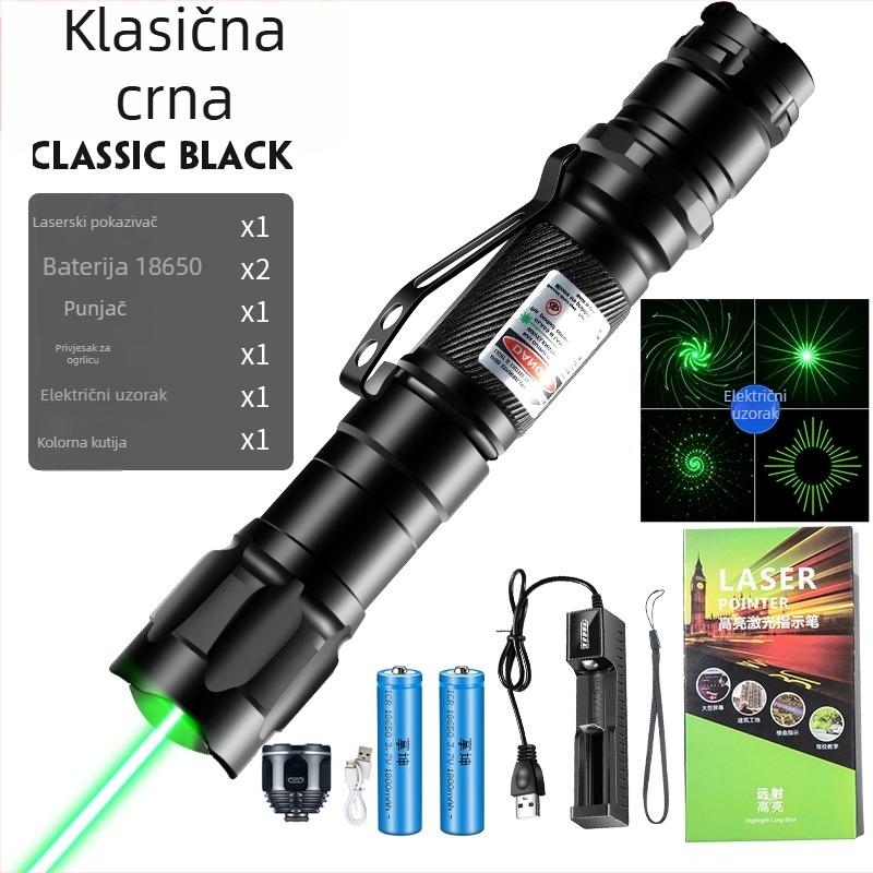 Laser pokazivač s klipom za olovku, snažan laser s učinkom zvjezdane neba, dugi domet
