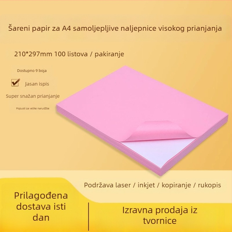 Samoljepljivi papir za tisak za reklamu, visoka adhezija, termotransfer tisak, ljepilo na topljivoj osnovi, podloga