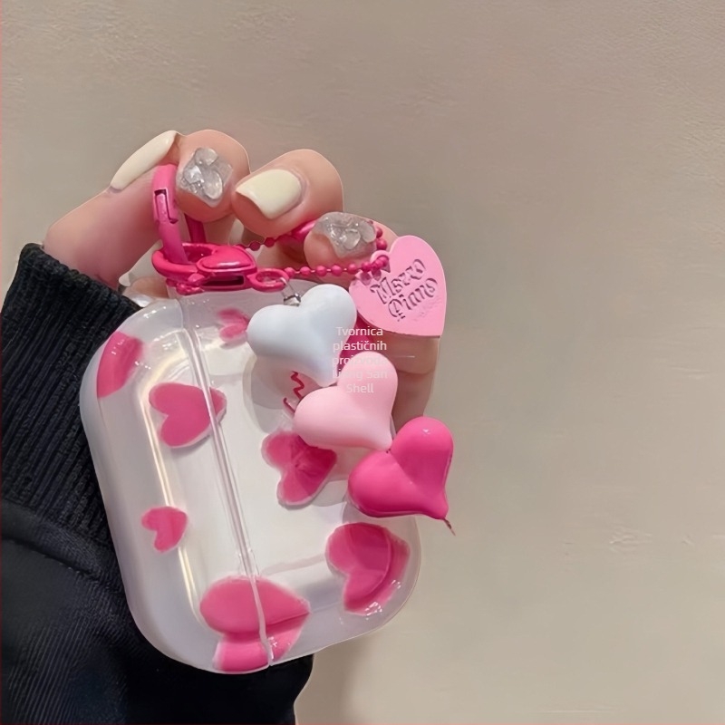Svijetlo ružičasto kućište za AirPods 2/3 s uzorkom srca po cijeloj površini