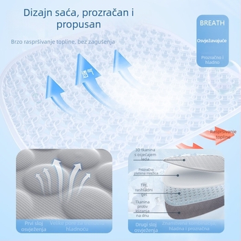 Auto sjedišna podloga za ljeto s gelom za hlađenje i silikon ice-silk, prozračna i ventilirana