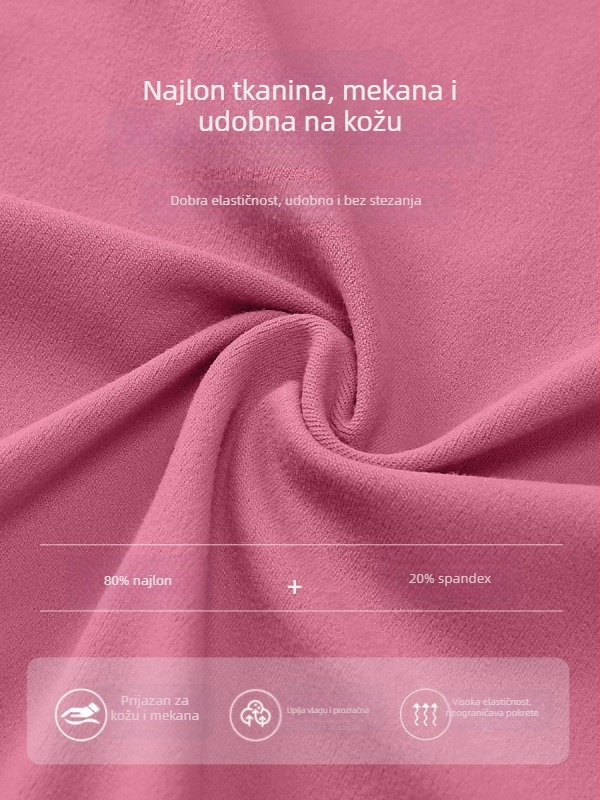 Ženski joga top s jastučićem za prsa, uski kroj, najlon 80% + spandeks 20%, prozračan, brzo suši, za jogu i trčanje