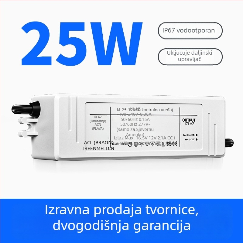 LED napajanje za projektor s konstantnim strujom i naponom, IP67 vodootporan, Waterproof serija, napajanje na prekidač, težina 0.225 kg