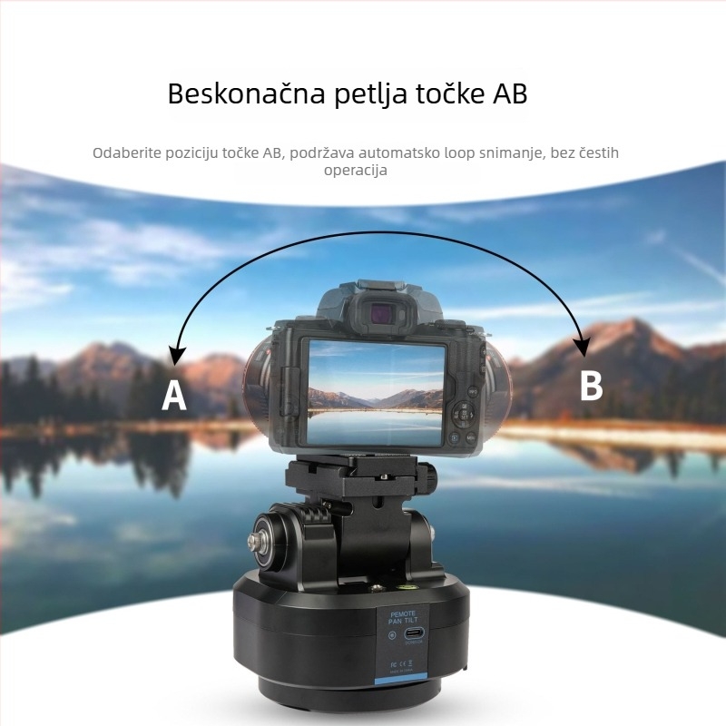 Desiontal električni gimbal za pametni telefon s daljinskim upravljačem – horizontalno okretanje 360°, vertikalno naginjanje 54°, montaža s 1/4 vijkom, aluminij/ABS