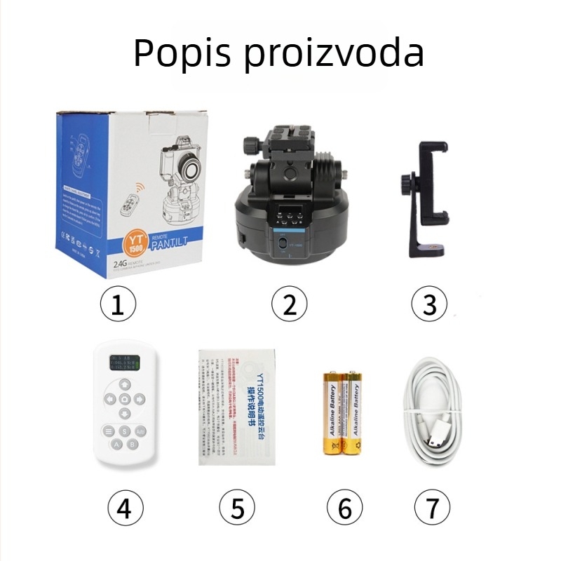 Desiontal električni gimbal za pametni telefon s daljinskim upravljačem – horizontalno okretanje 360°, vertikalno naginjanje 54°, montaža s 1/4 vijkom, aluminij/ABS