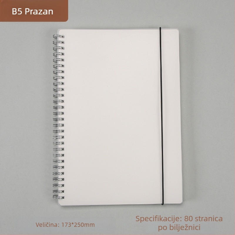 Bilježnica s PP koricom, metalnim prstenom, stranice s mrežom i horizontalnim crtama, Dowling papir 80 g, 50–100 stranica, uredski stil