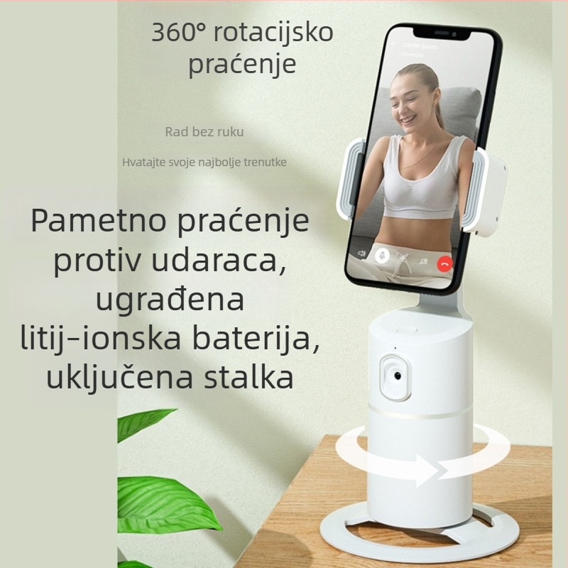 Gimbal stabilizator za mobitel s pametnim praćenjem i praćenjem lica, 360° rotacija, bez instalacije, ABS kućište, univerzalni stolni držač
