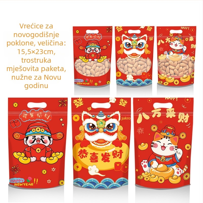 Torba za pakiranje nugata Snowflake Crispy, Zhejiang, Kina; Materijal: kompozitna plastična vrećica; Namjena: pakiranje hrane; Duljina zatvaranja: 10–30 cm
