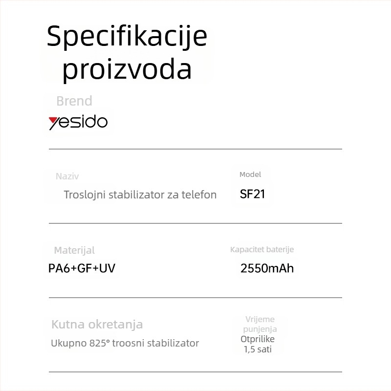 Stabilizator za mobitel za livestream s tro-osnim gimbalom, sklopivi dizajn, prenosiv, AI praćenje lica, daljinsko upravljanje