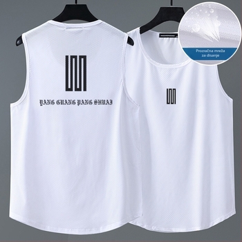 Lagan bezrukavni T-shirt top, najlon mrežasta tkanina Ice-silk, 84% najlona, brzo suši, za ljeto, sport