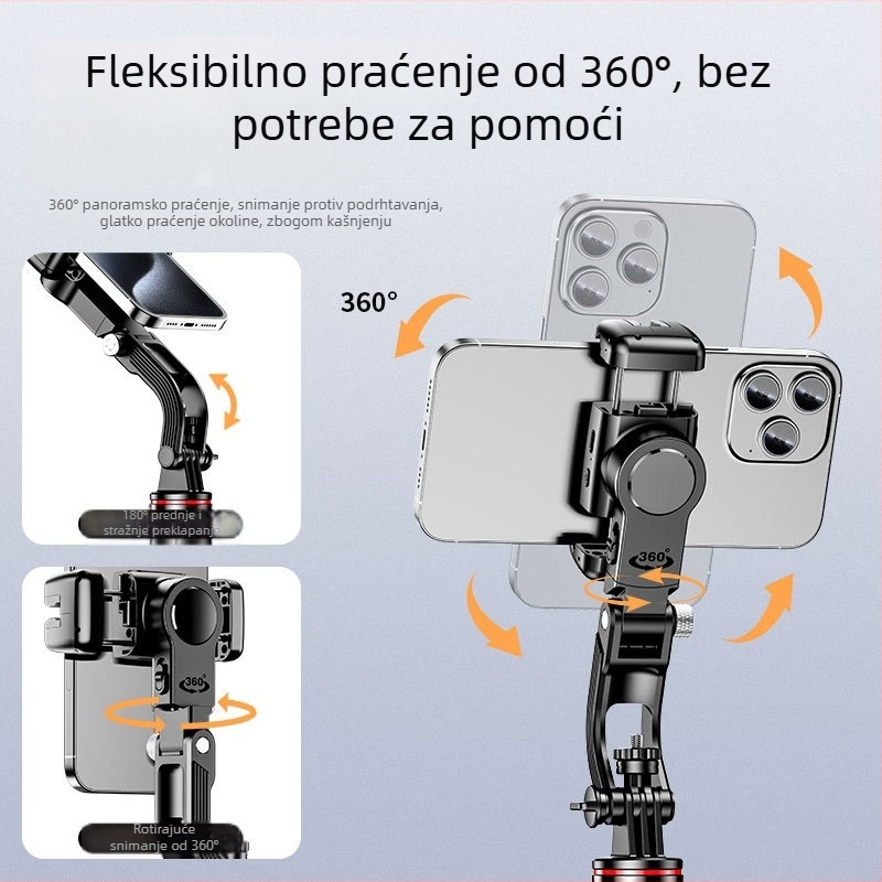 Bluetooth selfie štapić sa stativom, držačem za telefon, gimbalom i stabilizatorom protiv podrhtavanja, produživ