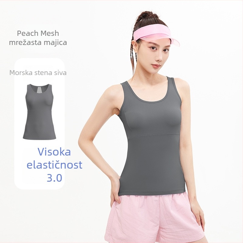 Joga top s mrežastim leđima, prozračan, brzo suši, poliester/spandeks (82,5%/17,5%), ženski kroj, tijesan kroj