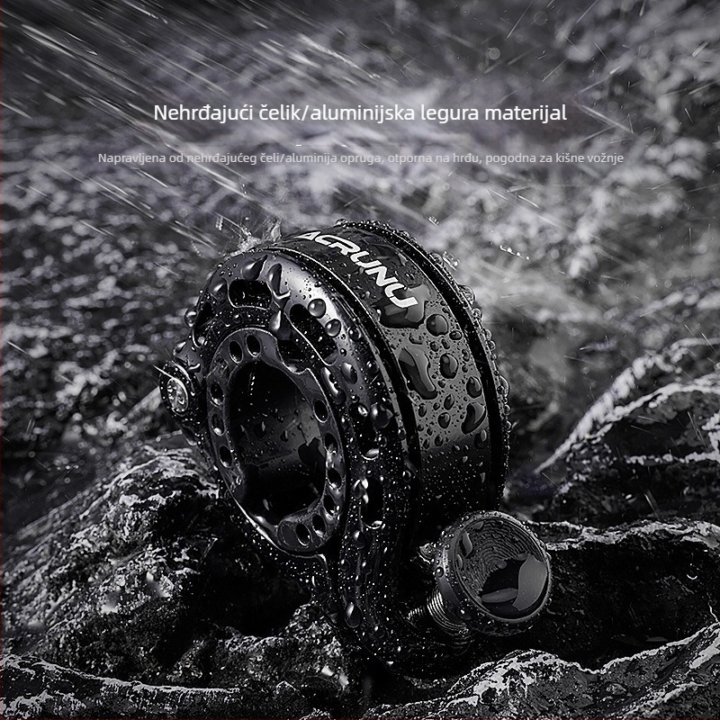 ACRUNU Mini zvono za bicikl za planinske i cestovne bicikle, aluminijska legura, model 1001LD01-BK-AKT, kompatibilan s upravljačem promjera 22.2–31.8 mm, težina 40 g