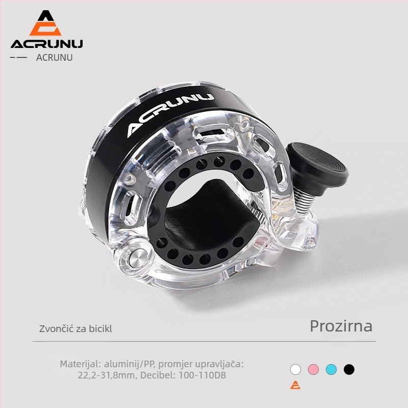 ACRUNU Mini zvono za bicikl za planinske i cestovne bicikle, aluminijska legura, model 1001LD01-BK-AKT, kompatibilan s upravljačem promjera 22.2–31.8 mm, težina 40 g