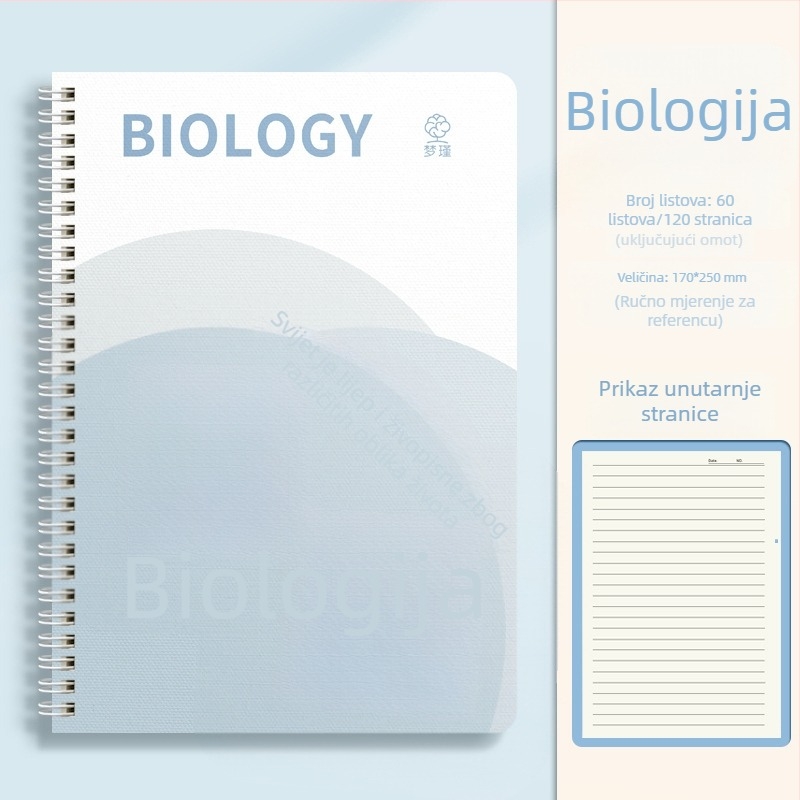 Bilježnica sa spiralnim vezivanjem, PP omot, papir od drvene pulpe, 80 g/m², 50–100 stranica